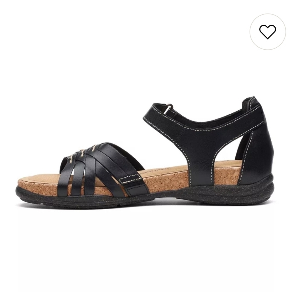 Clarks® Roseville Cove Women's Leather SandalsShoes Size 10 Black Cushioned - Picture 2 of 14